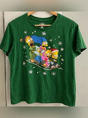 The Simpsons Family Holiday Green Graphic Tee
